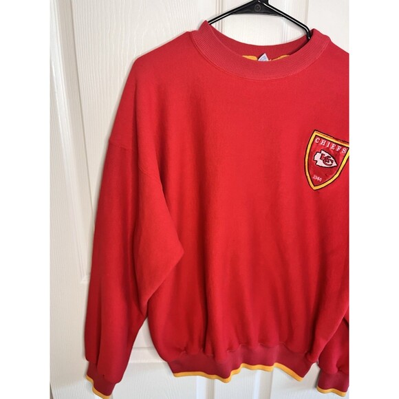 Vintage Kansas City Chiefs Crewneck Sweatshirt Unisex Size XL Red Yellow - Picture 3 of 9